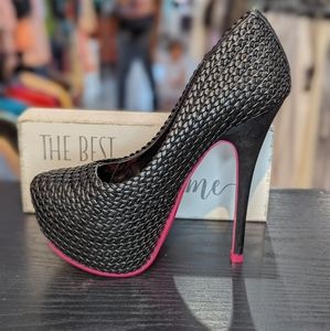 Textured Platform Pink Bottom Heel